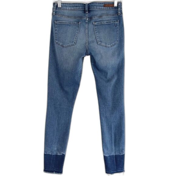 Articles Of Society Two Tone Low Rise Jeans Womens Size 25 Raw Hem Stretch Blue - Picture 1 of 9